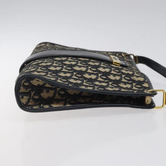 DIOR Trotter Canvas Shoulder Bag Navy Gold - Picture 4 of 12